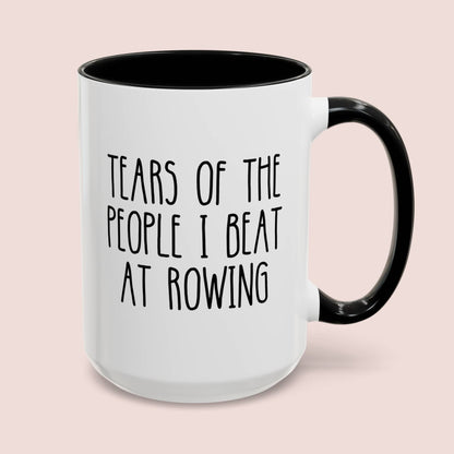 Tears Of The People I Beat At Rowing 15oz white with black accent funny large coffee mug gift for rower team coach varsity waveywares wavey wares wavywares wavy wares cover