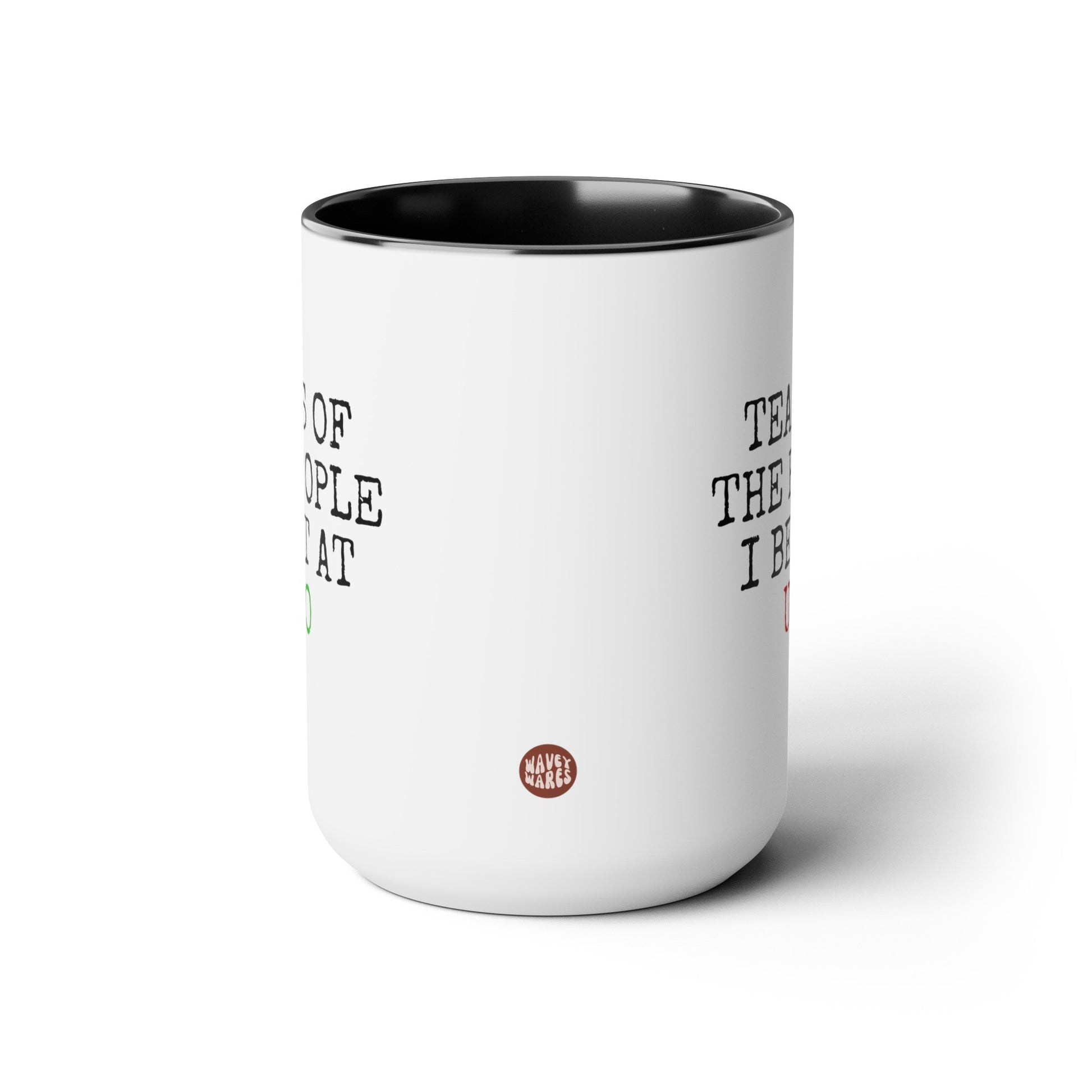Tears Of The People I Beat At Uno 15oz white with black accent funny large coffee mug gift for friends family game night card player waveywares wavey wares wavywares wavy wares side