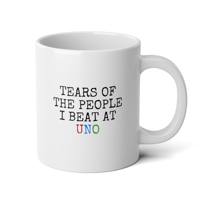 Tears Of The People I Beat At Uno 20oz white funny large coffee mug gift for friends family game night card player wavey wares wavywares wavy wares