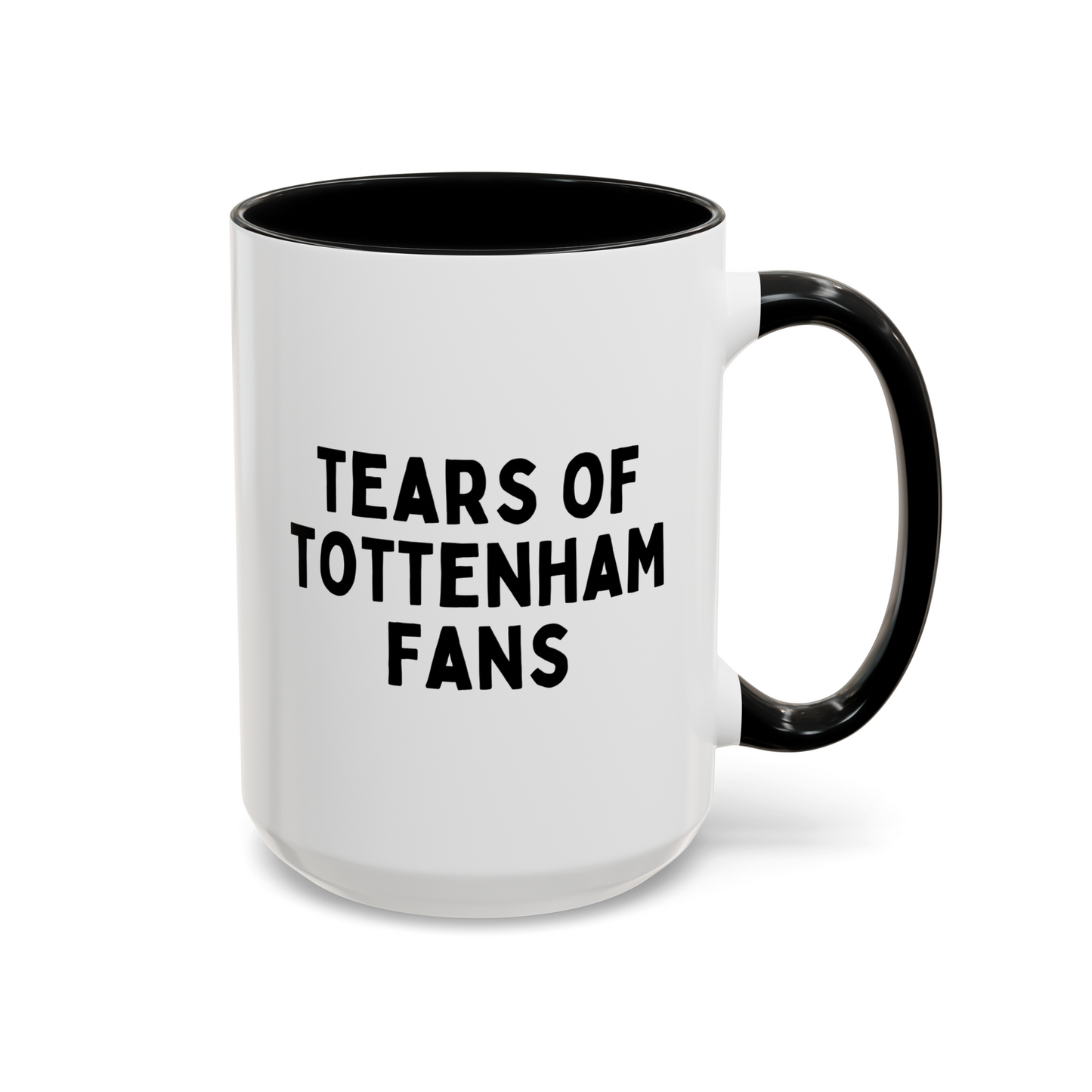 Tears Of Tottenham Fans 15oz white with black accent funny large coffee mug gift for football player FC soccer futbol waveywares wavey wares wavywares wavy wares 