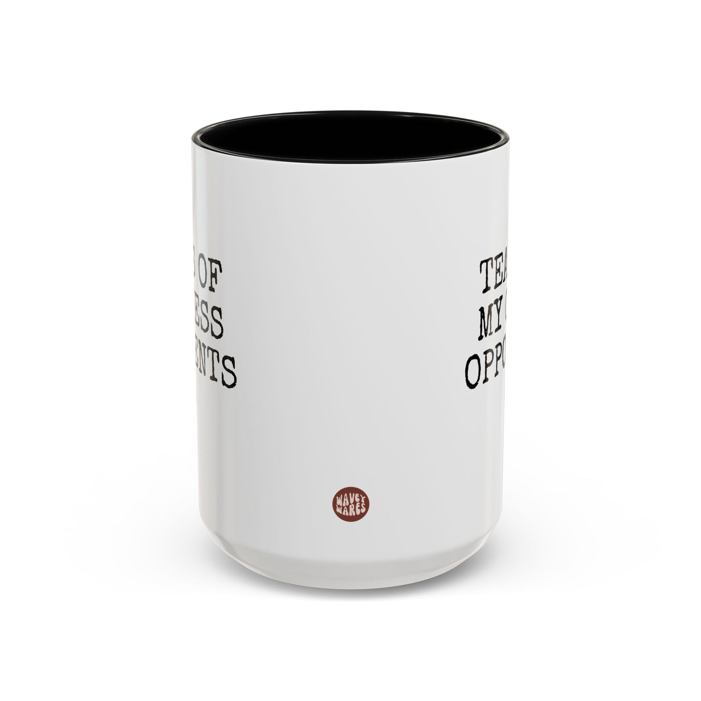 Tears of my Chess Opponents 15oz white with black accent funny large coffee mug gift for player lover enthusiast sport tournament checkmate birthday Christmas occasion waveywares wavey wares wavywares wavy wares side