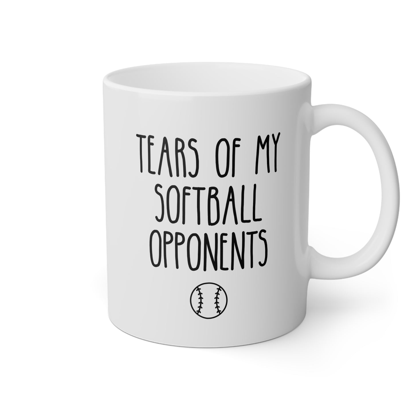 Tears of my Softball Opponents 11oz white funny large coffee mug gift for player coach sports fan athlete senior team birthday Christmas occasion waveywares wavey wares wavywares wavy wares