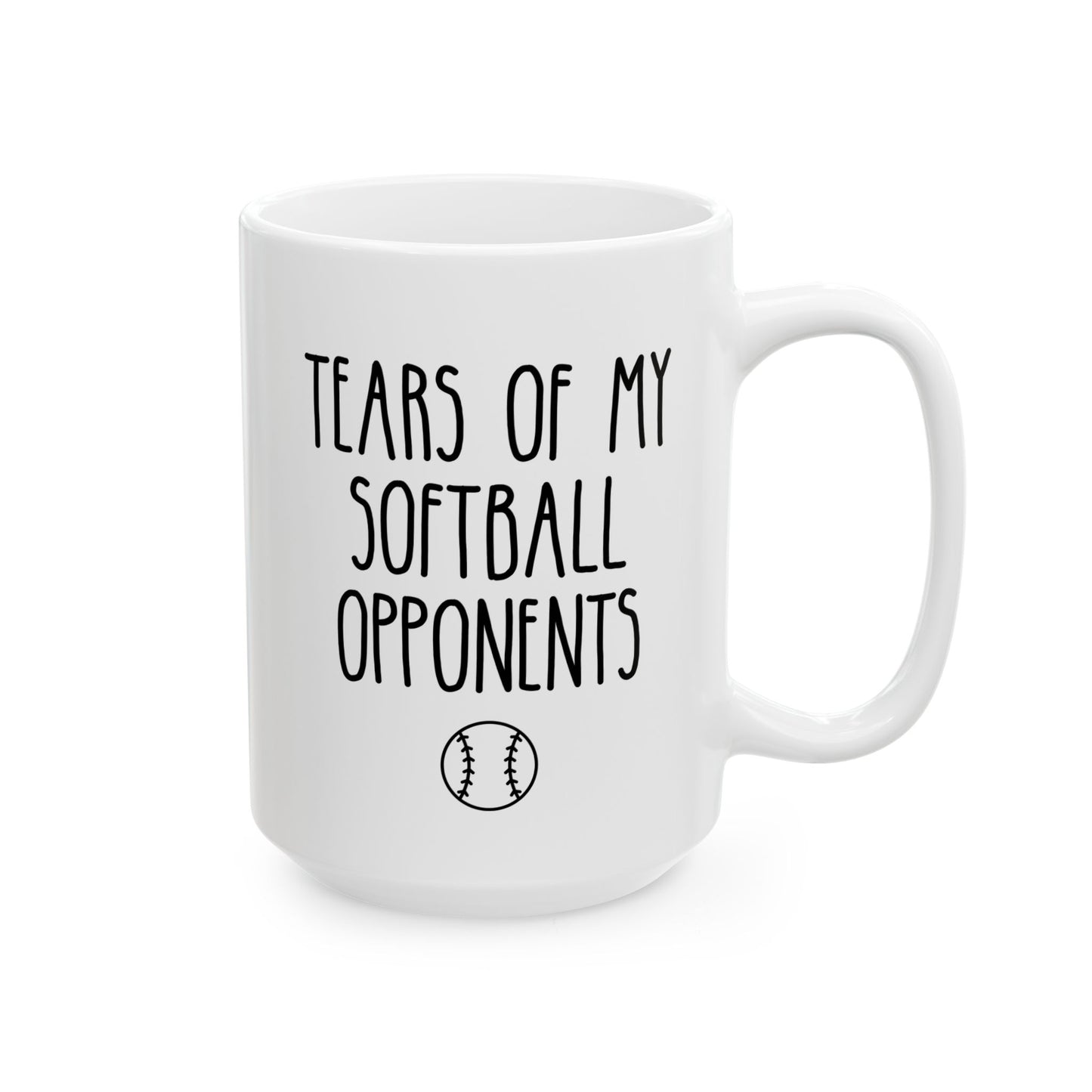 Tears of my Softball Opponents 15oz white funny large coffee mug gift for player coach sports fan athlete senior team birthday Christmas occasion waveywares wavey wares wavywares wavy wares