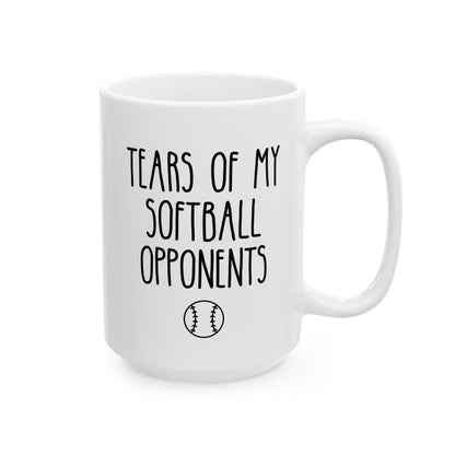 Tears of my Softball Opponents 15oz white funny large coffee mug gift for player coach sports fan athlete senior team birthday Christmas occasion waveywares wavey wares wavywares wavy wares