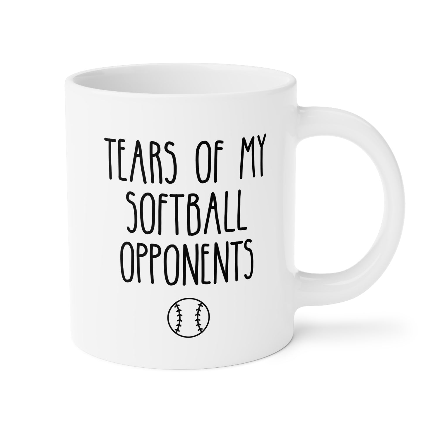 Tears of my Softball Opponents 20oz white funny large coffee mug gift for player coach sports fan athlete senior team birthday Christmas occasion waveywares wavey wares wavywares wavy wares