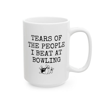 Tears of the People I Beat at Bowling 15oz white funny large coffee mug gift for bowler enthusiast lover champion unique sport pins strike alley birthday Christmas occasion waveywares wavey wares wavywares wavy wares