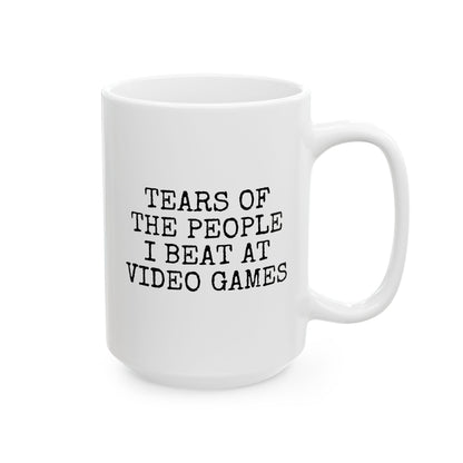 Tears of the People I Beat at Video Games 15oz white funny large coffee mug gift for gamer boyfriend gaming opponents girl decor birthday Christmas occasion waveywares wavey wares wavywares wavy wares