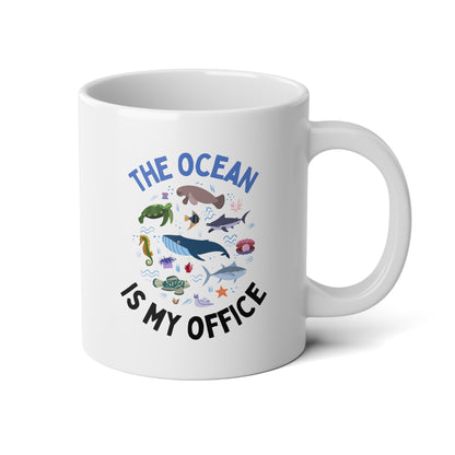 The Ocean Is My Office 20oz white funny large coffee mug gift for marine biology fisheries biologist graduation waveywares wavey wares wavywares wavy wares