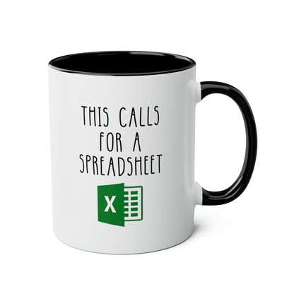 This Calls For A Spreadsheet 11oz white with black accent funny large coffee mug gift for coworker office decor excel accountant accounting waveywares wavey wares wavywares wavy wares