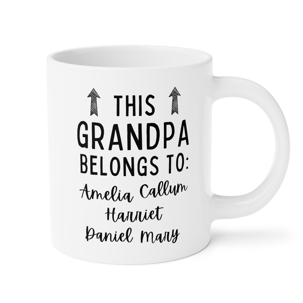 This Grandpa Belongs To 20oz white funny large coffee mug gift for grandfather papa pawpaw gpa pop father's day custom names customize personalize him waveywares wavey wares wavywares wavy wares
