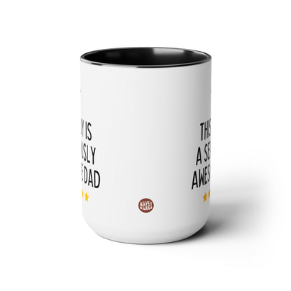 This Guy Is One Awesome Dad 15oz white with black accent funny large coffee mug gift for best papa father father's day grandfather waveywares wavey wares wavywares wavy wares side