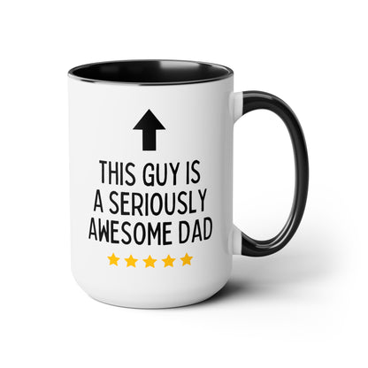 This Guy Is One Awesome Dad 15oz white with black accent funny large coffee mug gift for best papa father father's day grandfather waveywares wavey wares wavywares wavy wares