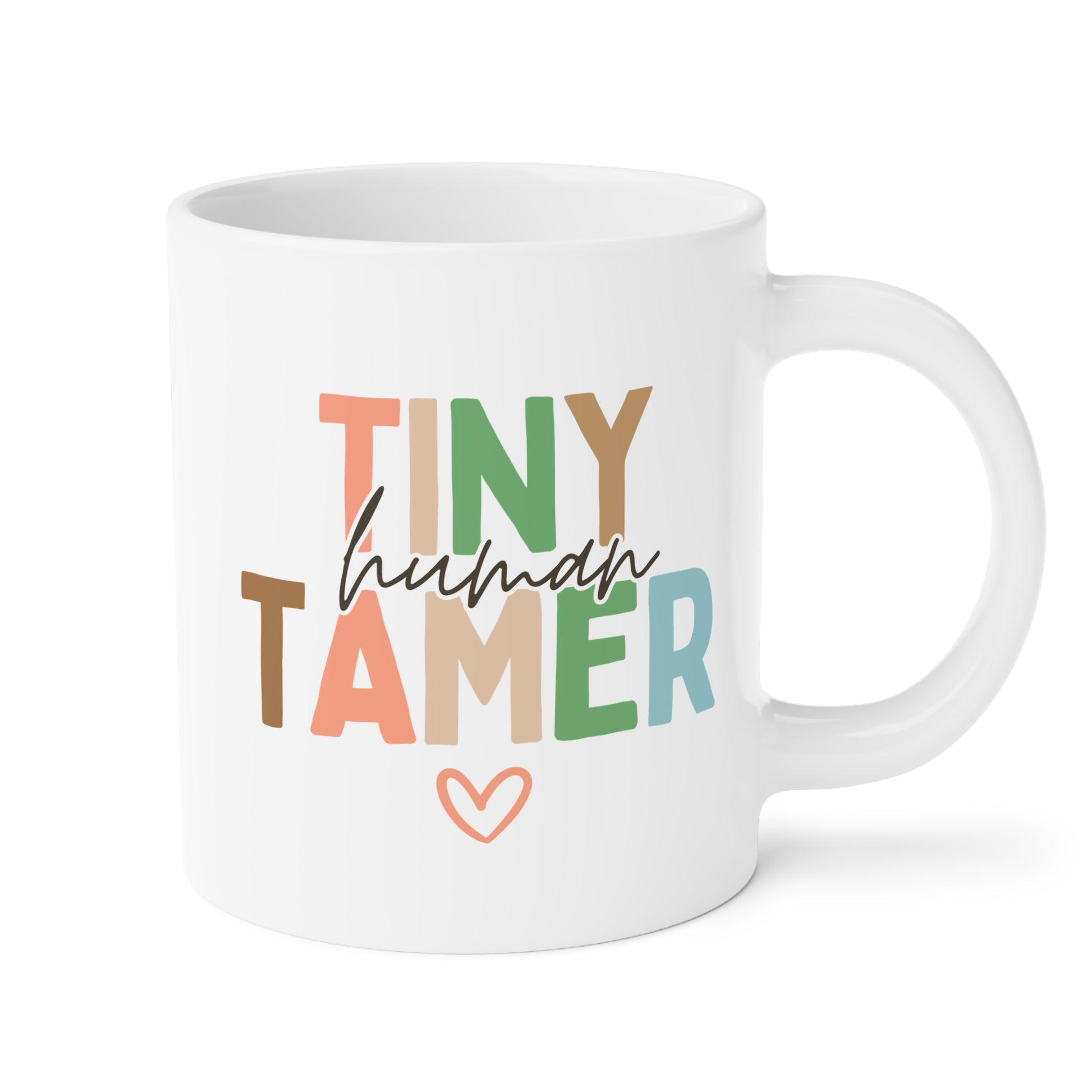 Tiny Human Tamer 11oz white funny large coffee mug gift for preschool teacher daycare worker nanny appreciation kindergarten birthday Christmas occasion waveywares wavey wares wavywares wavy wares