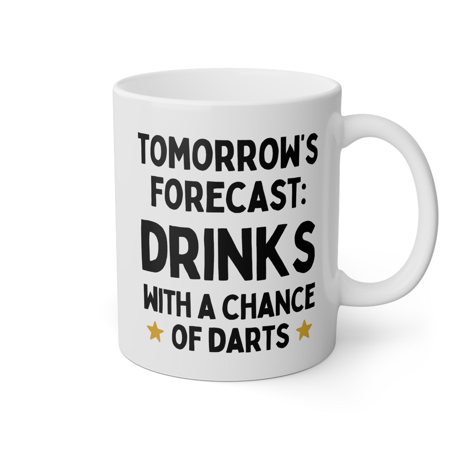 Tomorrow's Forecast Drinks With A Chance Of Darts 11oz white funny large coffee mug gift for British men dad son pub board waveywares wavey wares wavywares wavy wares