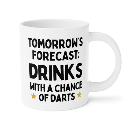 Tomorrow's Forecast Drinks With A Chance Of Darts 20oz white funny large coffee mug gift for British men dad son pub board waveywares wavey wares wavywares wavy wares