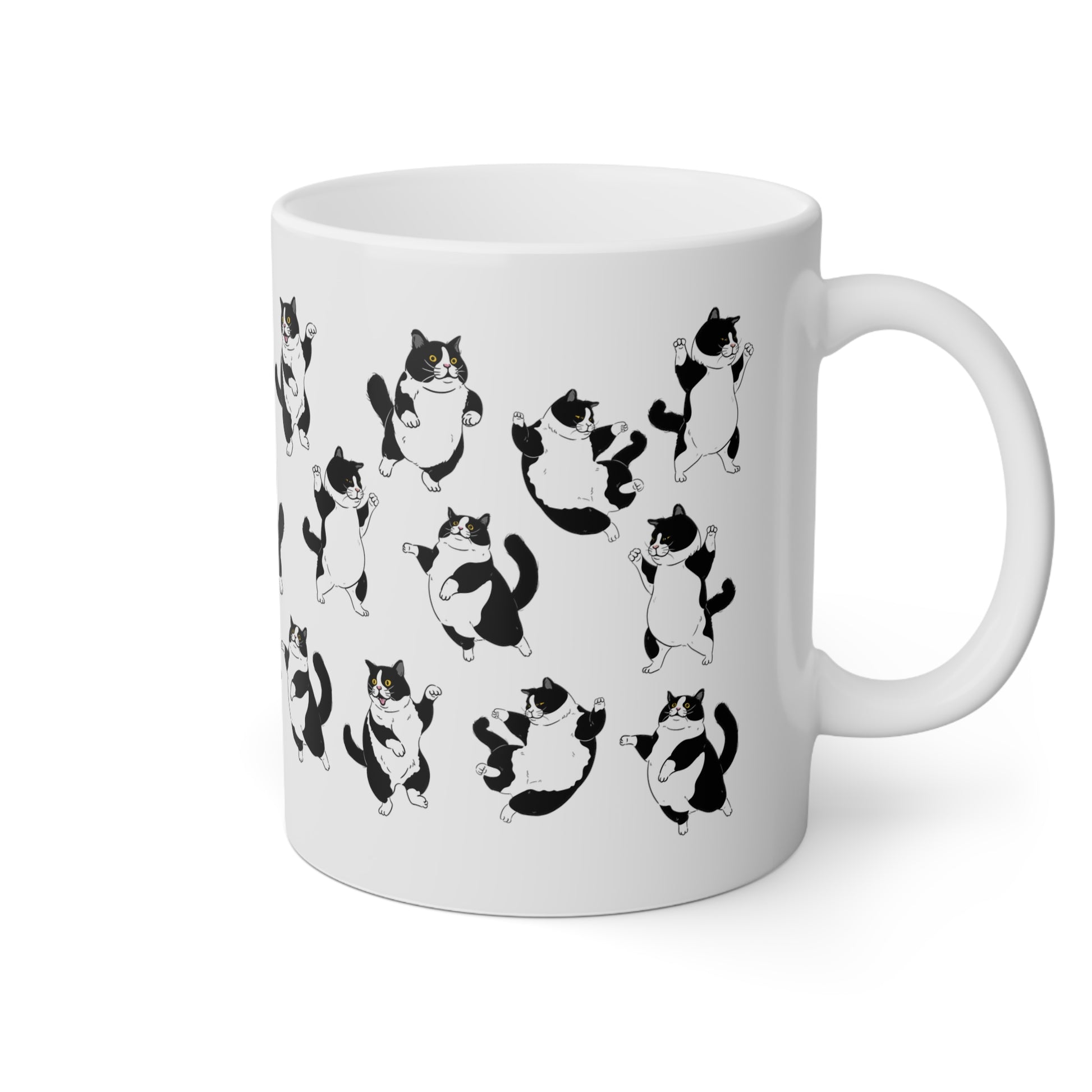 Tuxedo Cat 11oz white funny large coffee mug gift for her him feline cat lover furparent waveywares wavey wares wavywares wavy wares