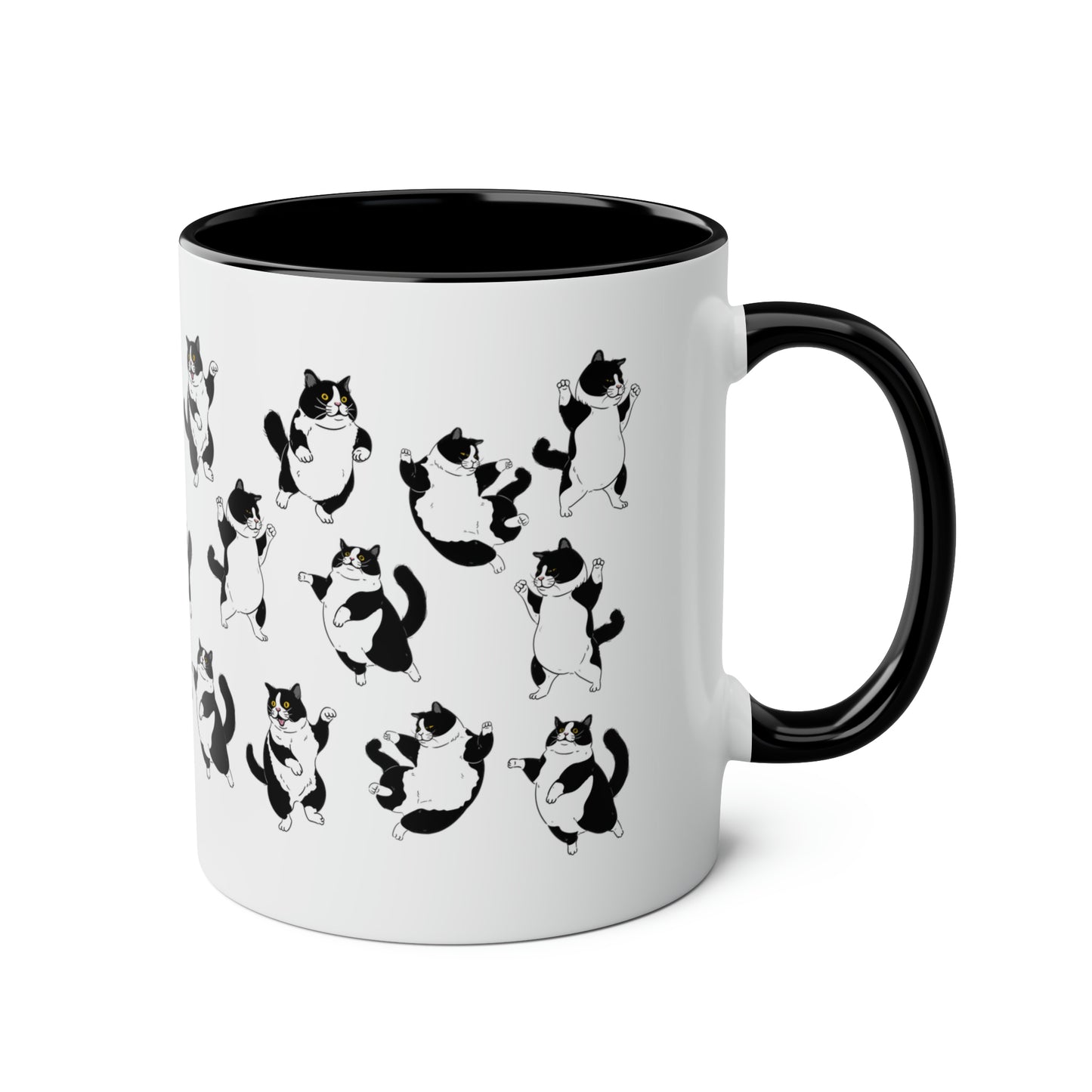 Tuxedo Cat 11oz white with black accent funny large coffee mug gift for her him feline cat lover furparent waveywares wavey wares wavywares wavy wares