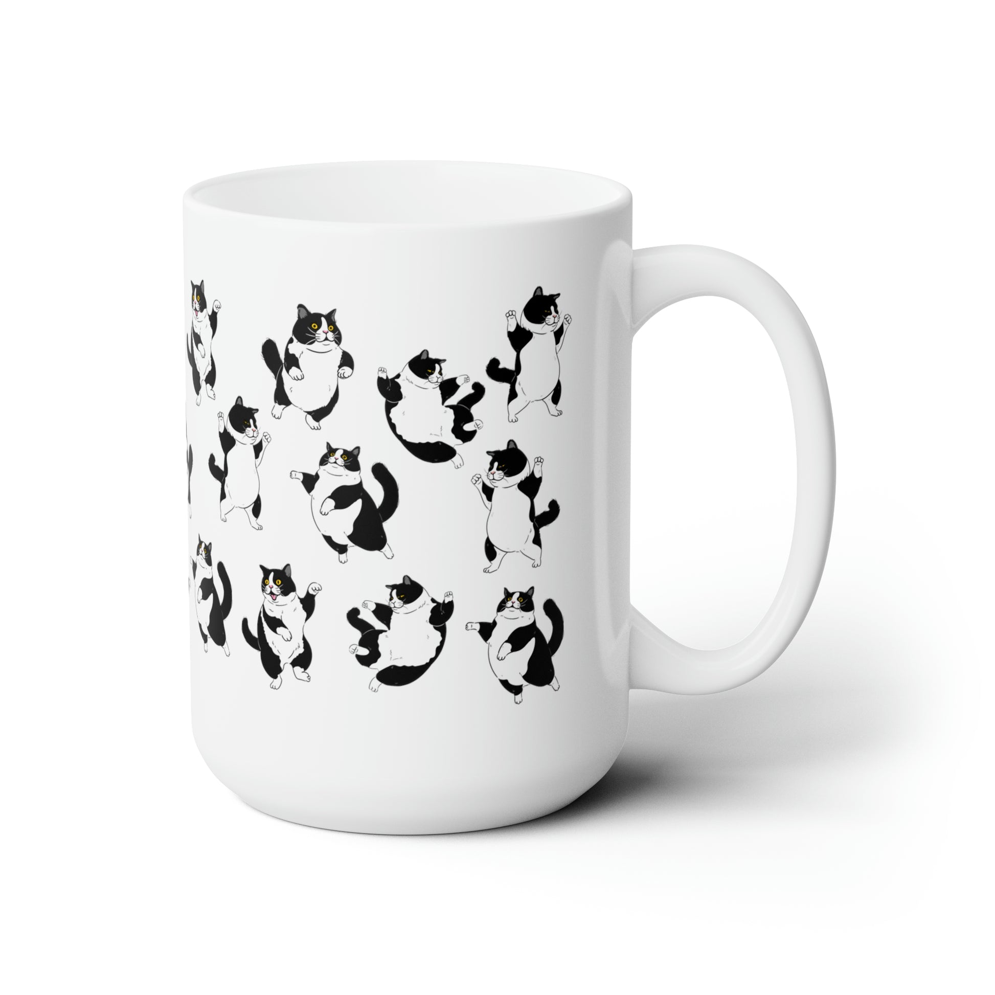 Tuxedo Cat 15oz white funny large coffee mug gift for her him feline cat lover furparent waveywares wavey wares wavywares wavy wares