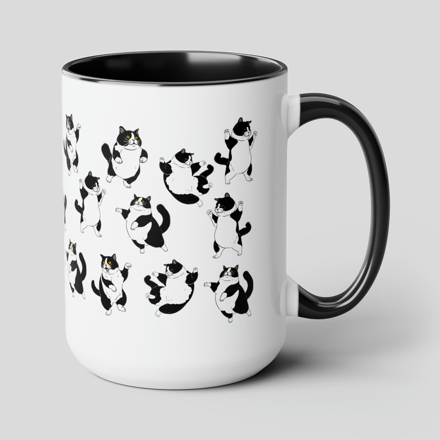 Tuxedo Cat 15oz white with black accent funny large coffee mug gift for her him feline cat lover furparent waveywares wavey wares wavywares wavy wares cover