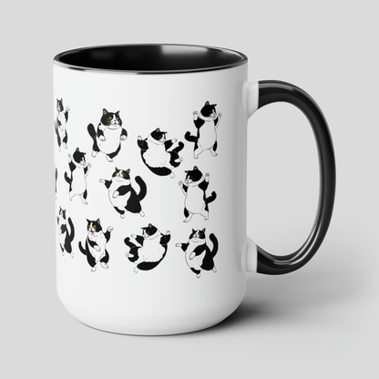 Tuxedo Cat 15oz white with black accent funny large coffee mug gift for her him feline cat lover furparent waveywares wavey wares wavywares wavy wares cover