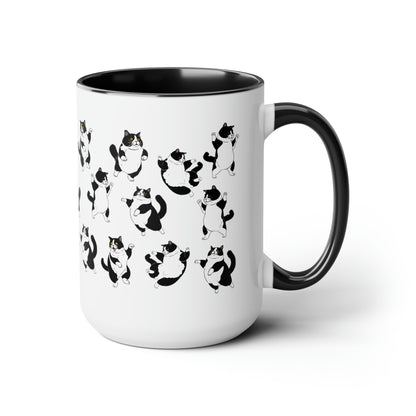 Tuxedo Cat 15oz white with black accent funny large coffee mug gift for her him feline cat lover furparent waveywares wavey wares wavywares wavy wares