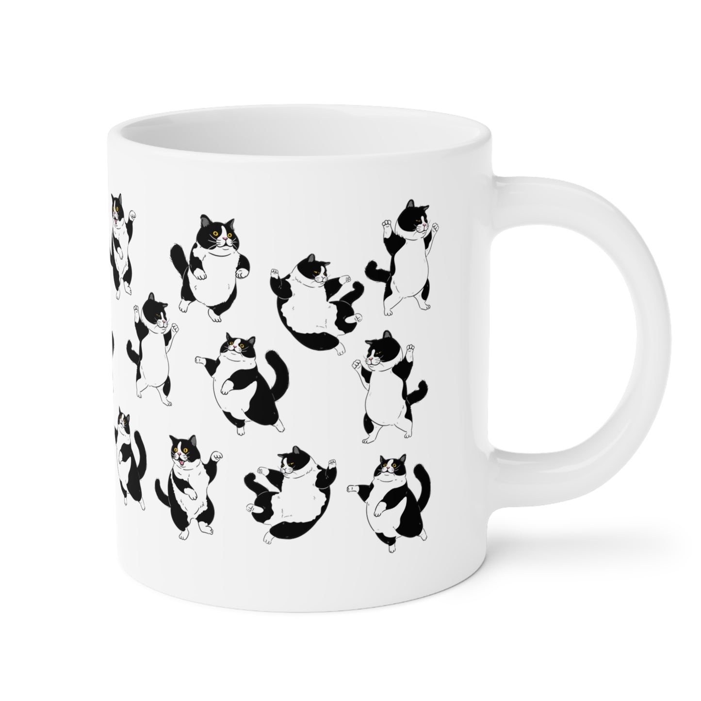 Tuxedo Cat 20oz white funny large coffee mug gift for her him feline cat lover furparent waveywares wavey wares wavywares wavy wares
