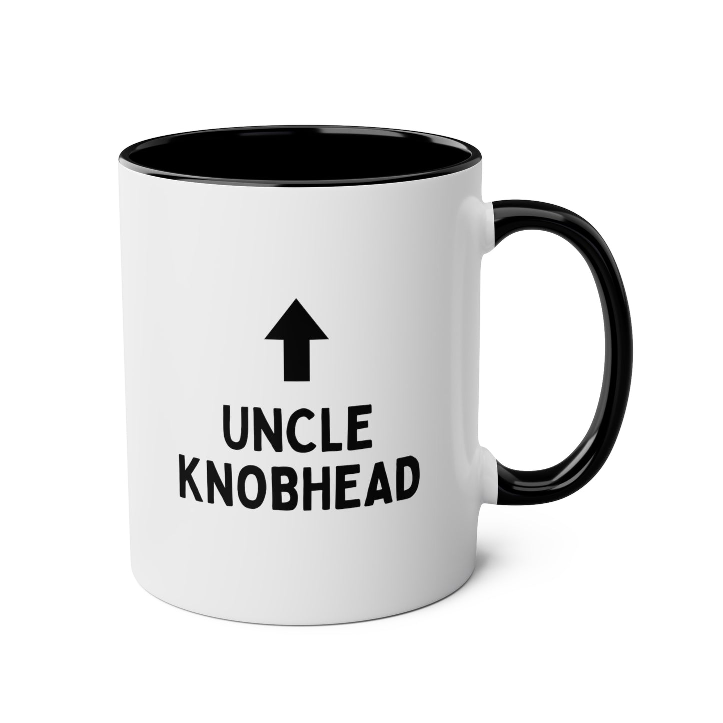 Uncle Knobhead 11oz white with black accent funny large coffee mug gift for family fun rude present birthday waveywares wavey wares wavywares wavy wares