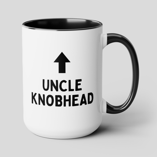 Uncle Knobhead 15oz white with black accent funny large coffee mug gift for family fun rude present birthday waveywares wavey wares wavywares wavy wares cover