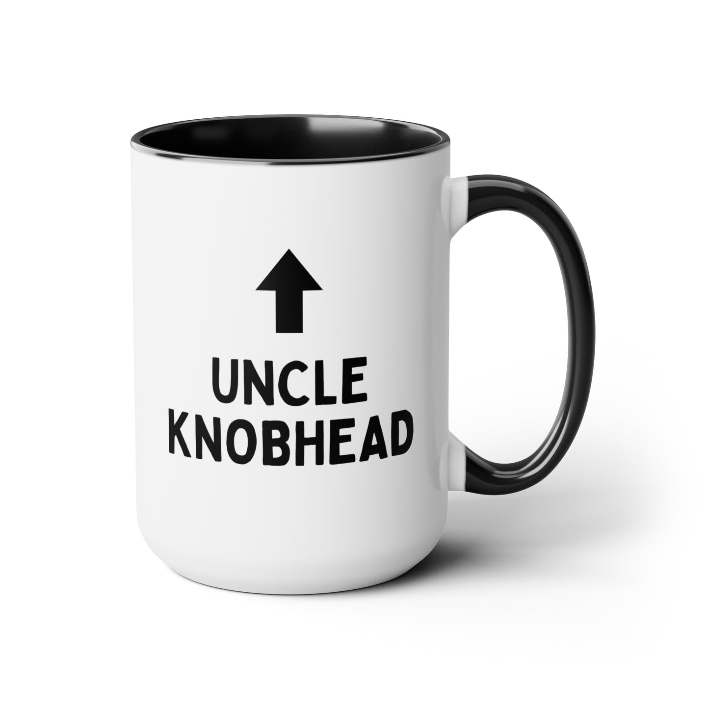 Uncle Knobhead 15oz white with black accent funny large coffee mug gift for family fun rude present birthday waveywares wavey wares wavywares wavy wares