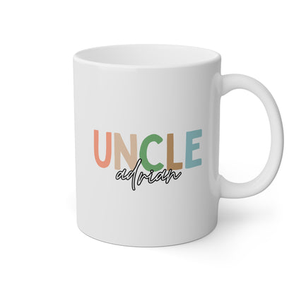 Uncle Name 11oz white funny large coffee mug gift personalize custom pregnancy reveal announcement waveywares wavey wares wavywares wavy wares