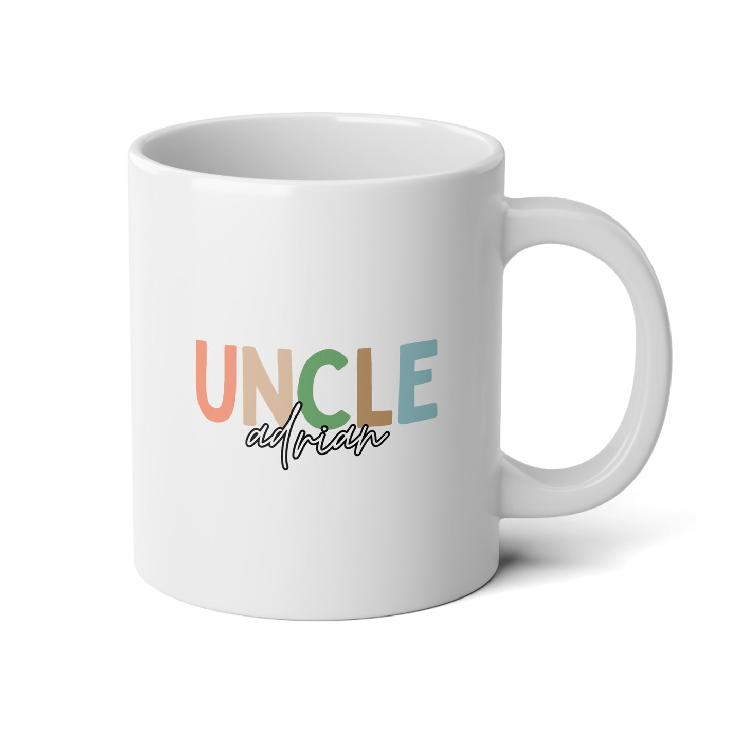 Uncle Name 20oz white funny large coffee mug gift personalize custom pregnancy reveal announcement waveywares wavey wares wavywares wavy wares