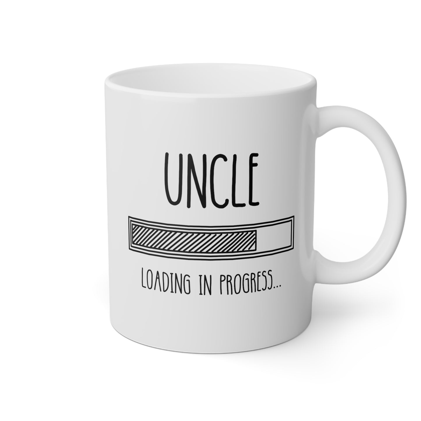 Uncle Loading In Progress 11oz white funny large coffee mug gift for uncle to be pregnancy reveal announcement promoted waveywares wavey wares wavywares wavy wares
