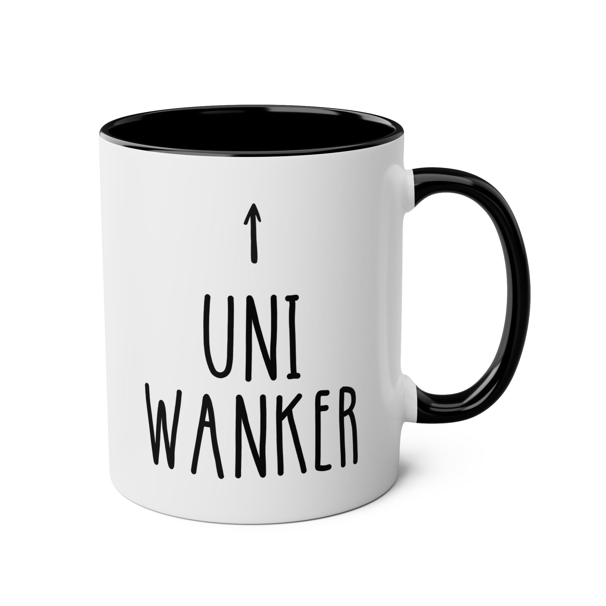 Uni Wanker 11oz white with black accent funny large coffee mug gift for university student fresher leaving home graduation exam results waveywares wavey wares wavywares wavy wares