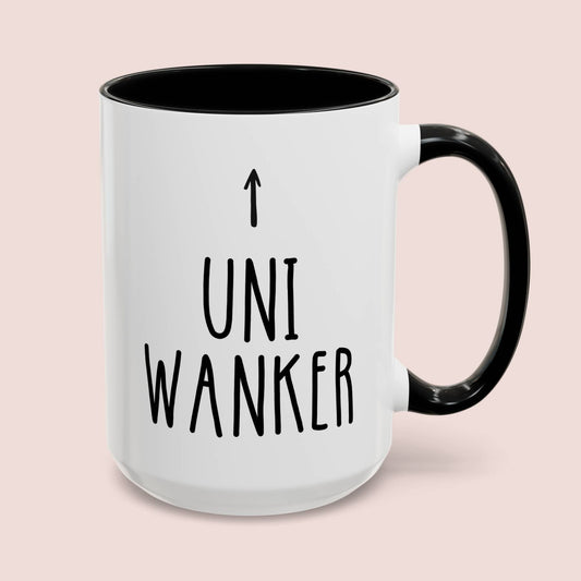 Uni Wanker 15oz white with black accent funny large coffee mug gift for university student fresher leaving home graduation exam results waveywares wavey wares wavywares wavy wares cover