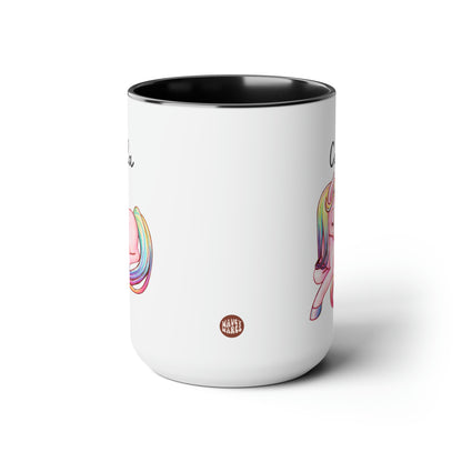 Unicorn Name 15oz white with black accent funny large coffee mug gift for kids children horse pony girls animal create your own custom customized personalized waveywares wavey wares wavywares wavy wares side