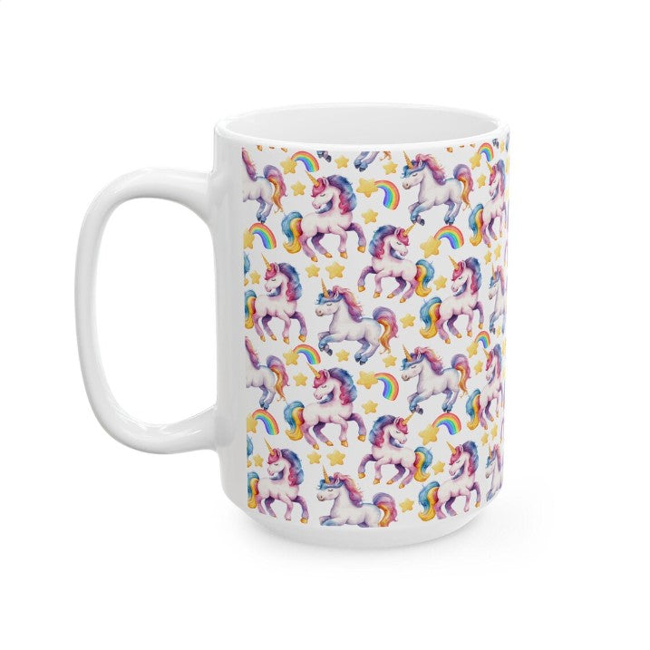 Cute Unicorns Watercolor Pattern 15oz white funny large coffee mug gift for kids girls horse animal lover her best friend aesthetic birthday secret santa Christmas waveywares wavey wares wavywares wavy wares