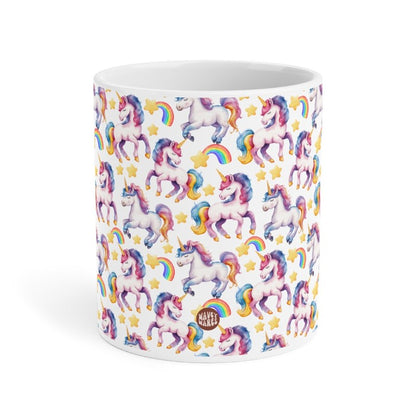 Cute Unicorns Watercolor Pattern 20oz white funny large coffee mug gift for kids girls horse animal lover her best friend aesthetic birthday secret santa Christmas waveywares wavey wares wavywares wavy wares side