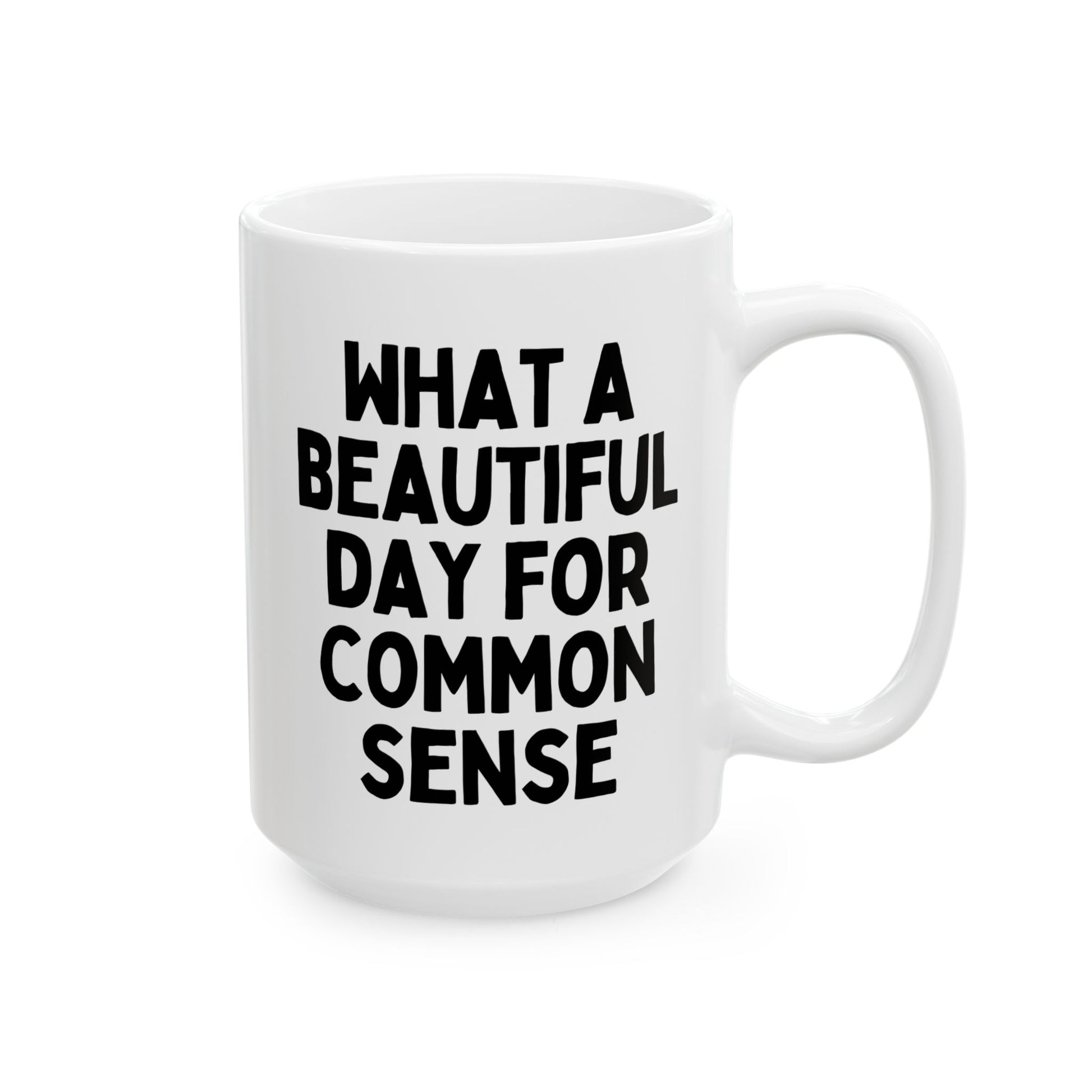 What A Beautiful Day For Common Sense 15oz white funny large coffee mug gift for sarcasm sarcastic office boss coworker colleague rude humor birthday Christmas occasion waveywares wavey wares wavywares wavy wares 