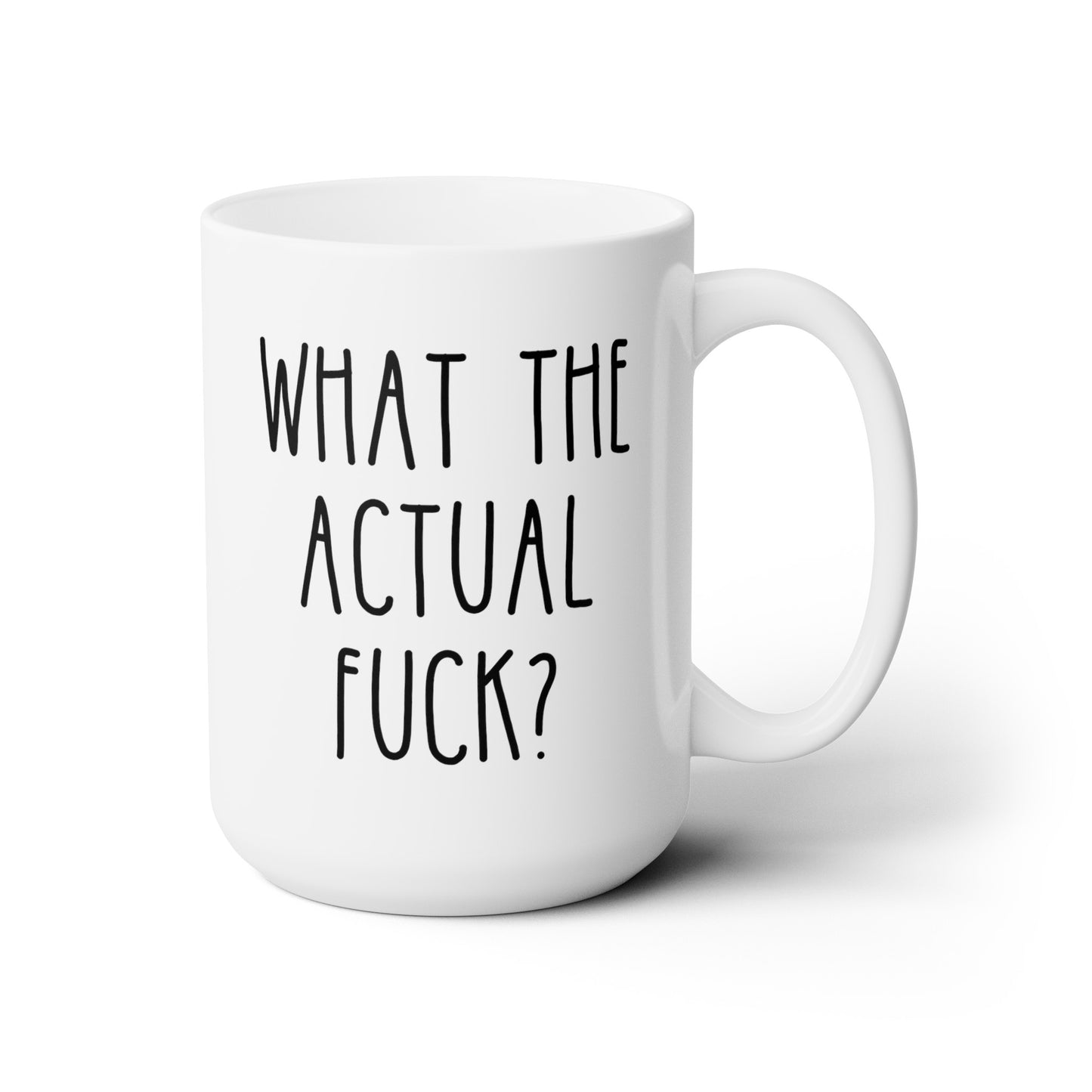 What The Actual Fuck 15oz white funny large coffee mug gift for friend rude cuss sarcastic WTF hell curse word heck waveywares wavey wares wavywares wavy wares