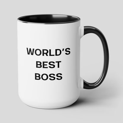 World's Best Boss 15oz white with black accent funny large coffee mug gift for coworker team leader manager office waveywares wavey wares wavywares wavy wares cover