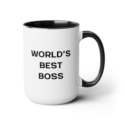 World's Best Boss 15oz white with black accent funny large coffee mug gift for coworker team leader manager office waveywares wavey wares wavywares wavy wares