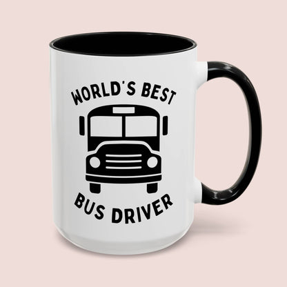 World's Best Bus Driver 15oz white with black accent funny large coffee mug gift for school drive thank you end of year appreciation waveywares wavey wares wavywares wavy wares cover