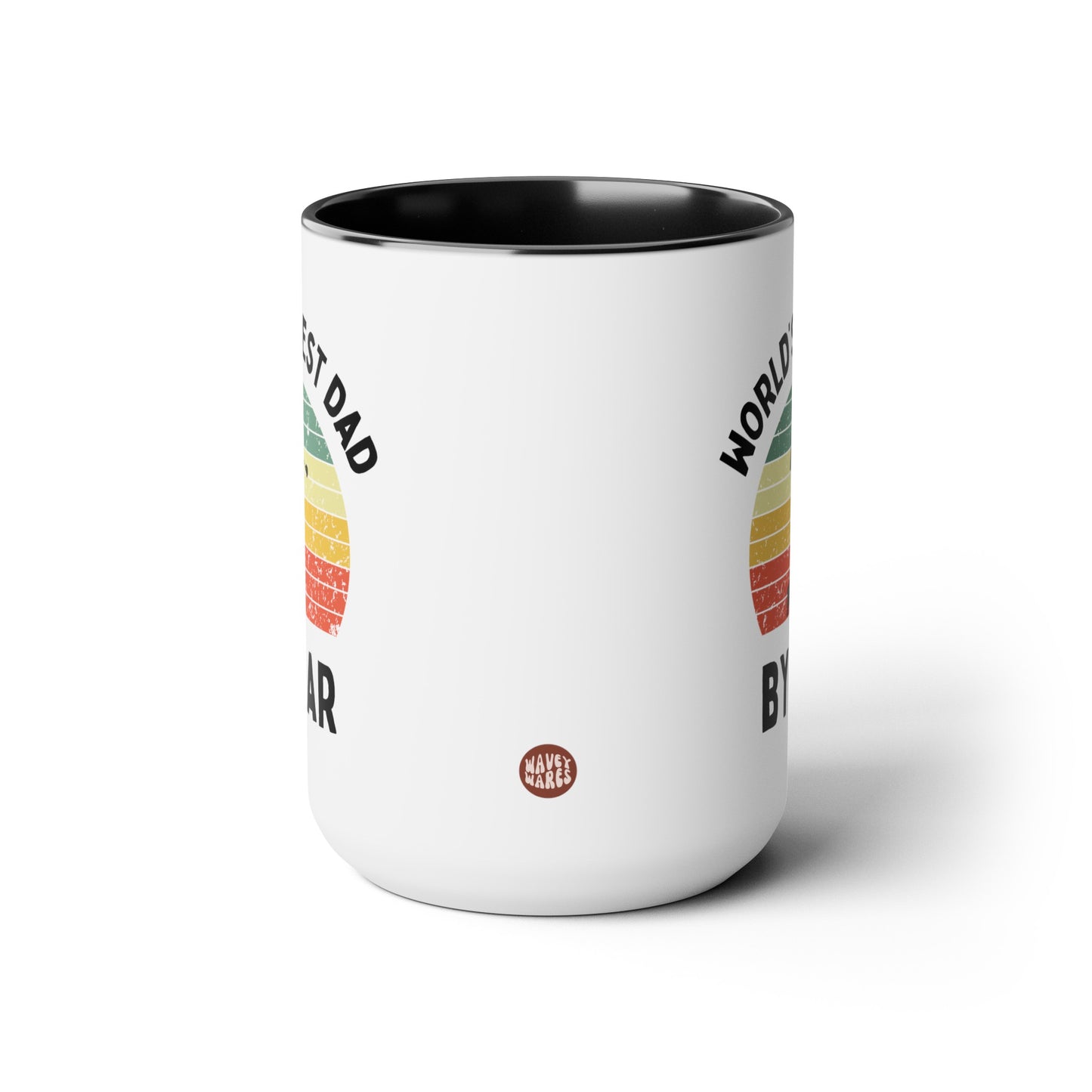 World's Best Dad By Par 15oz white with with black accent large big funny coffee mug tea cup gift for him golfer vintage sunset golf men him pops father's day birthday christmas waveywares wavey wares wavywares wavy wares side