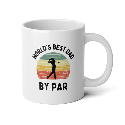 World's Best Dad By Par 20oz white funny large big coffee mug tea cup gift for him golfer vintage sunset golf men him pops father's day birthday christmas waveywares wavey wares wavywares wavy wares