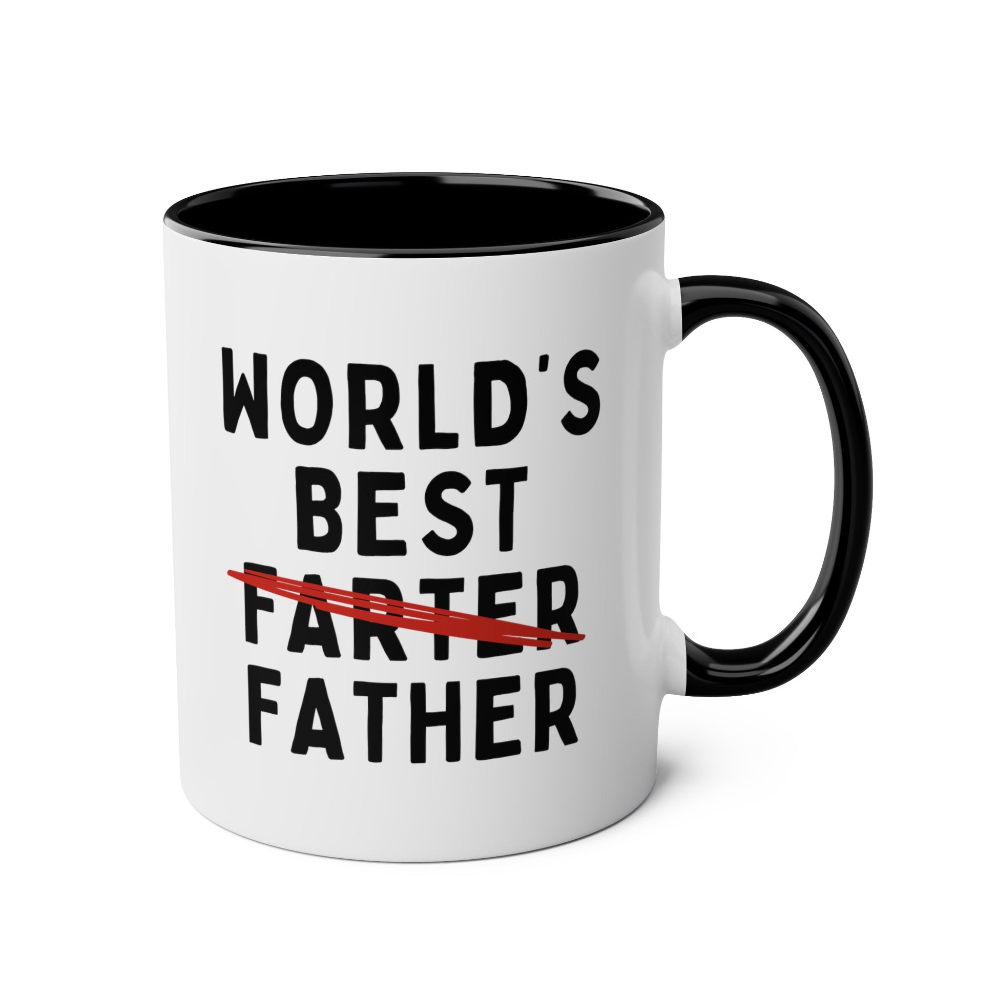 World's Best Farter Father 11oz white with black accent funny large coffee mug gift for dad father's day daddy birthday christmas custom waveywares wavey wares wavywares wavy wares