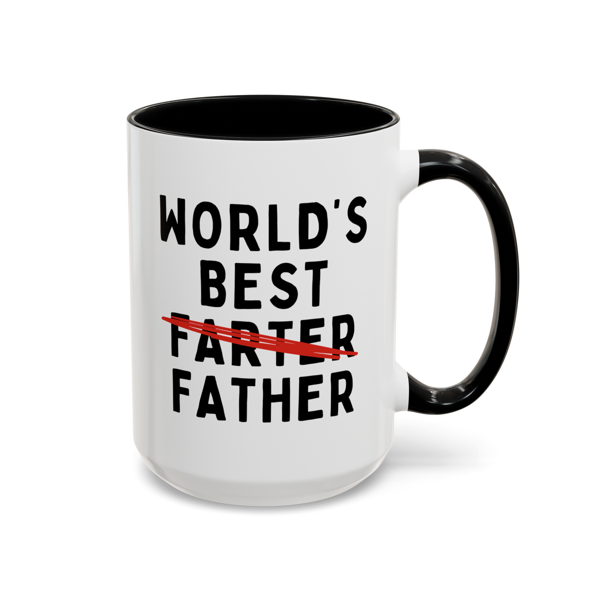 World's Best Farter Father 15oz white with black accent funny large coffee mug gift for dad father's day daddy birthday christmas custom waveywares wavey wares wavywares wavy wares