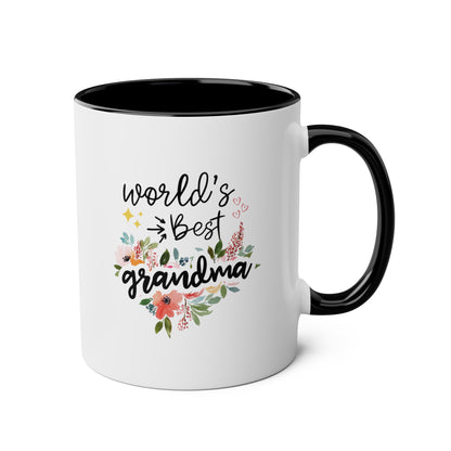 World's Best Grandma 11oz white with black accent funny large coffee mug gift for grandmother granny gran nana mother's day birthday gigi nan waveywares wavey wares wavywares wavy wares