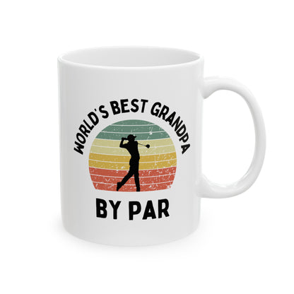 World's Best Grandpa By Par 11oz white funny coffee mug tea cup gift for him golfer vintage sunset golf men him grandad pops father's day waveywares wavey wares wavywares wavy wares