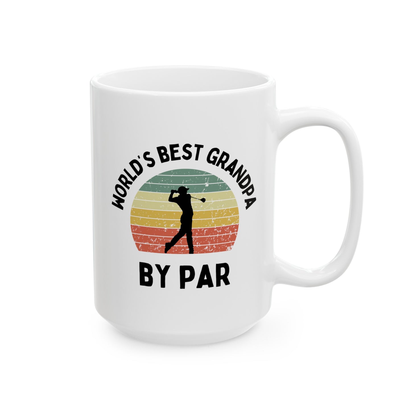 World's Best Grandpa By Par 15oz white funny large big coffee mug tea cup gift for him golfer vintage sunset golf men him grandad pops father's day waveywares wavey wares wavywares wavy wares