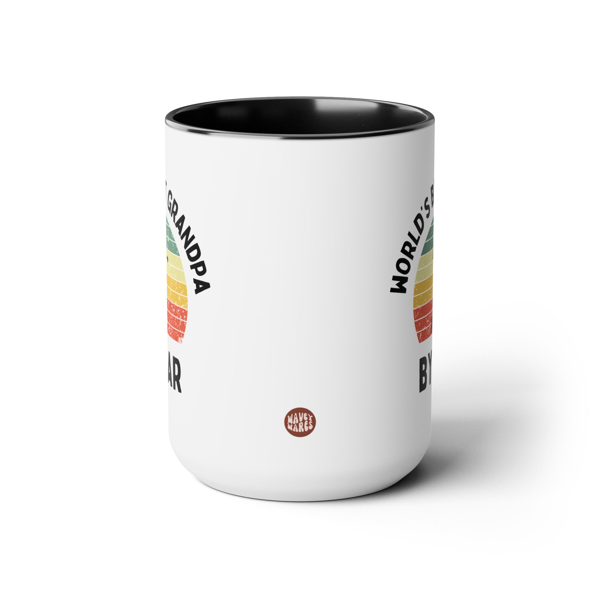 World's Best Grandpa By Par 15oz white with with black accent large big funny coffee mug tea cup gift for him golfer vintage sunset golf men him grandad pops father's day waveywares wavey wares wavywares wavy wares side